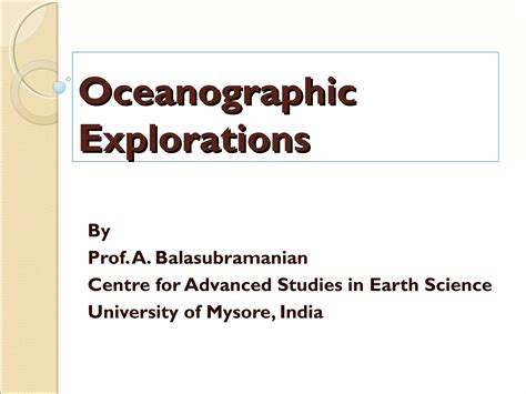 Oceanographic Explorations