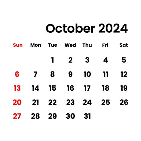 Oct Calendar 2024