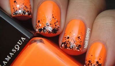 October Nails Black And Orange