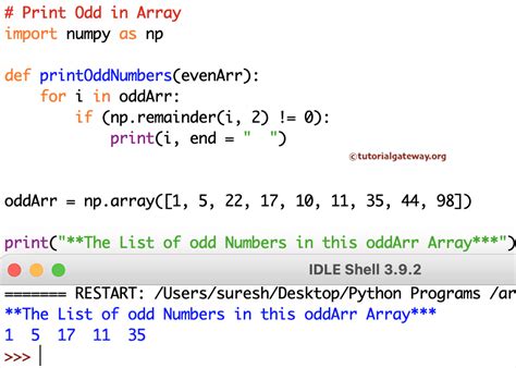 odd number program in python
