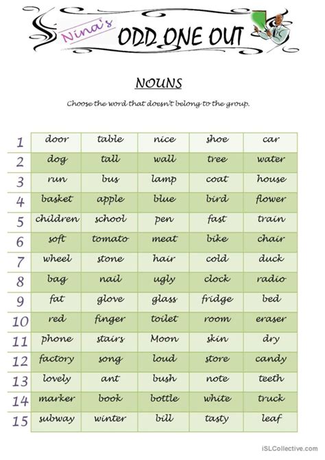 odd one out examples with answers pdf