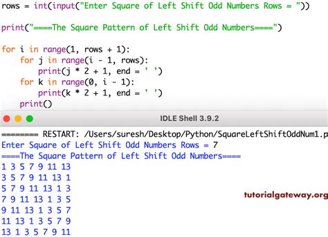 odd pattern program in python