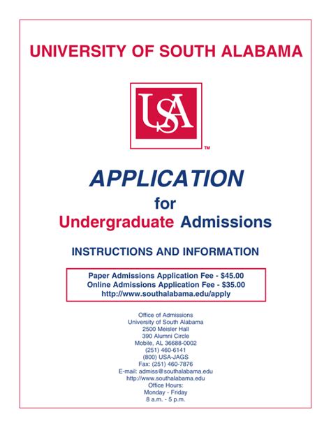 of south alabama application