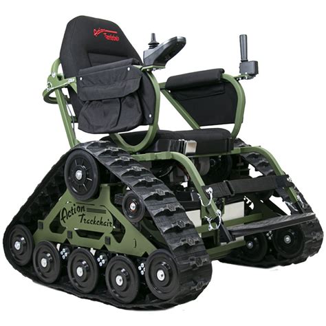 Allweather extreme wheelchair with tank tracks demolishes toughest of