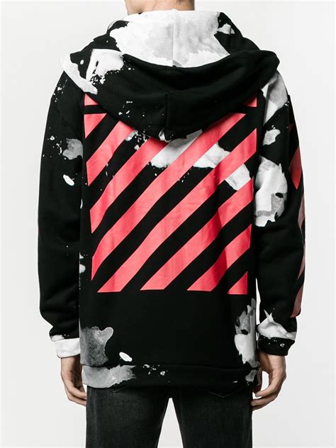 off white black hoodie with painting on back