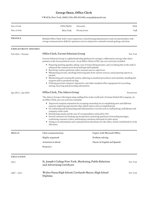 Full Guide Office Clerk Resume [+12] Samples PDF 2019