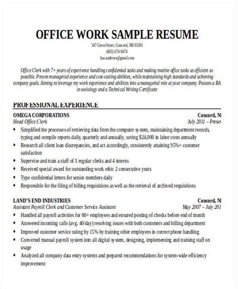 Office Worker Resume Samples QwikResume