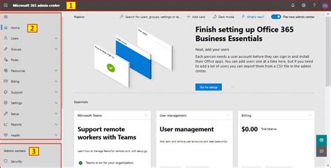office 365 business admin center