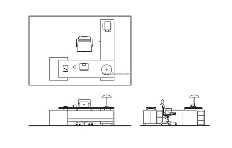 Office Boss Table Cad Block