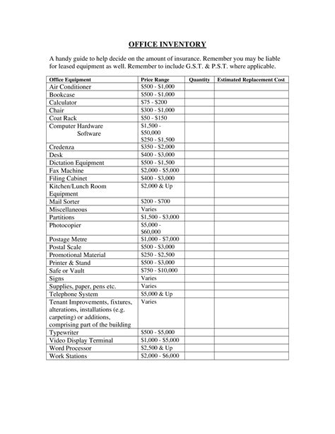 Office Equipment Template