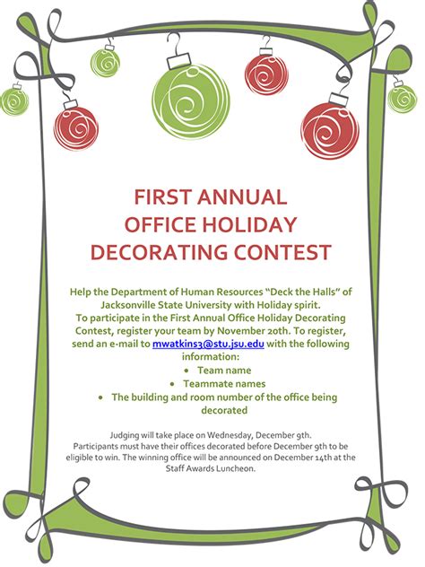office holiday door decorating contest flyer