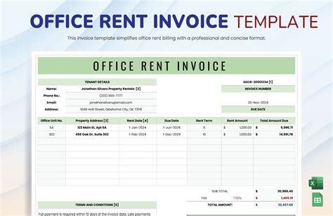 Office Rent Bill Format In Excel