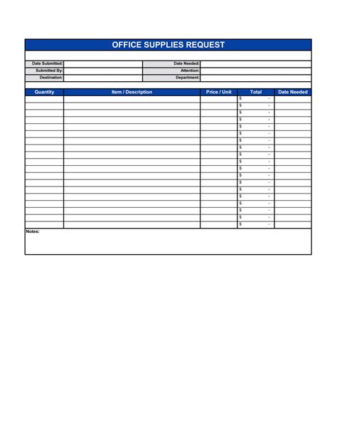 Office Supplies Request Template