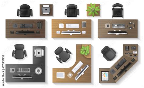 Office Table Top View Vector