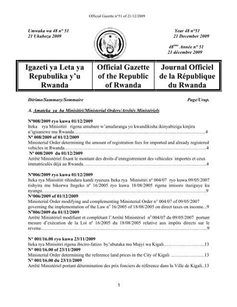 official gazette rwanda 2016