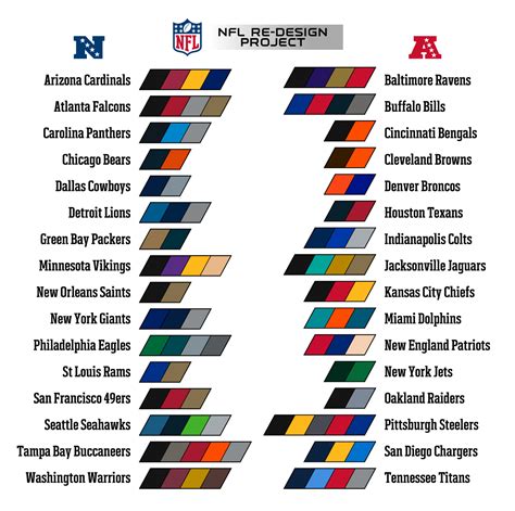 official nfl football team colors