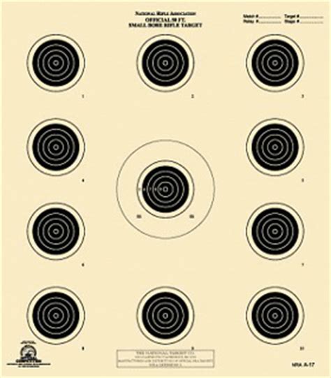 Official NRA Small Bore Rifle Targets Long Gun Shooting
