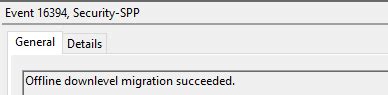 offline downlevel migration succeeded