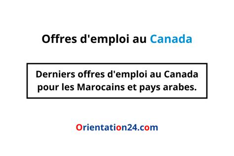 offre d'emploi au canada pour les marocains