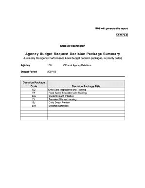 ofm agency budget requests