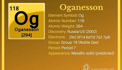 Oganesson Facts Element 118 or Og