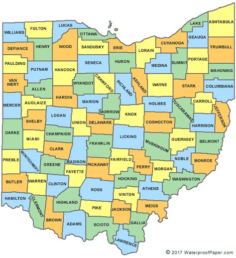 Ohio Map Listing Counties