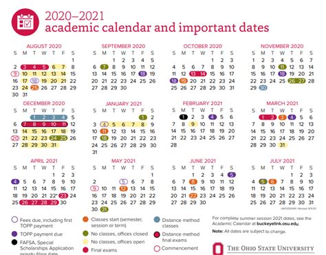 Ohio State Academic Calendar 21-22