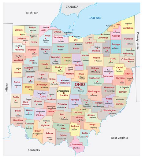Ohio Counties Map Printable