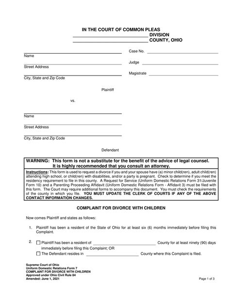 ohio domestic relations forms