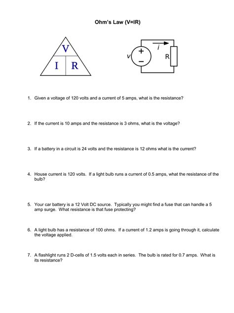 circuits and ohms law worksheet