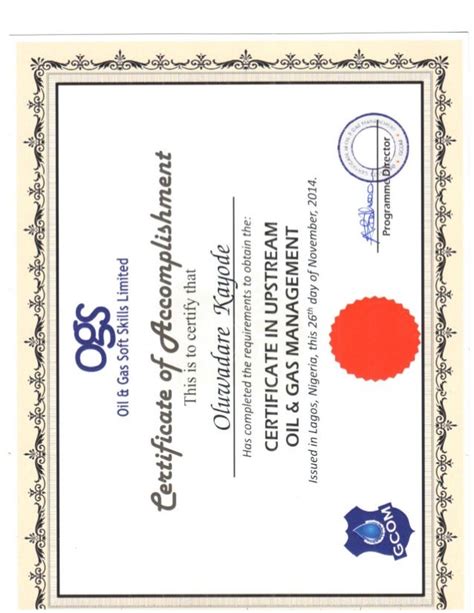 oil and gas management certificate