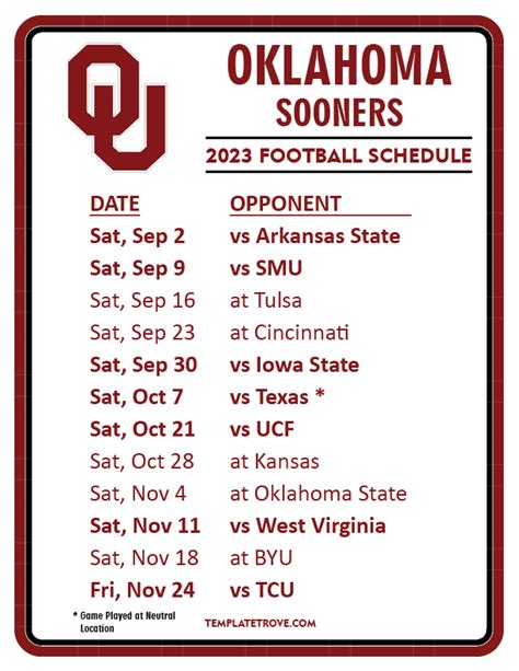 ok university football schedule 2023