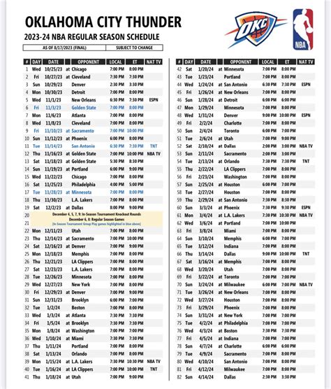 okc thunder home schedule 2023-24
