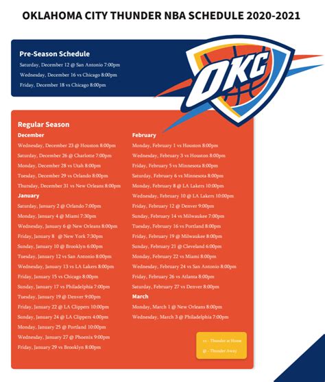 okc thunder schedule 2020 2021