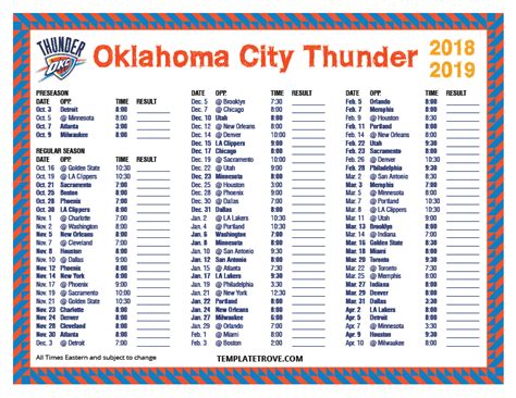 okc thunder schedule printable
