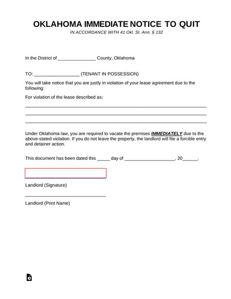 Free Oklahoma Eviction Notice Forms (4) PDF Word eForms