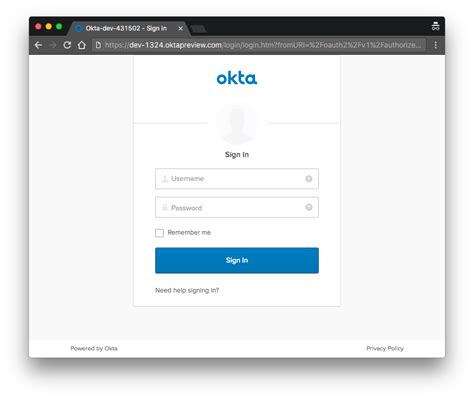 okta portal sign in