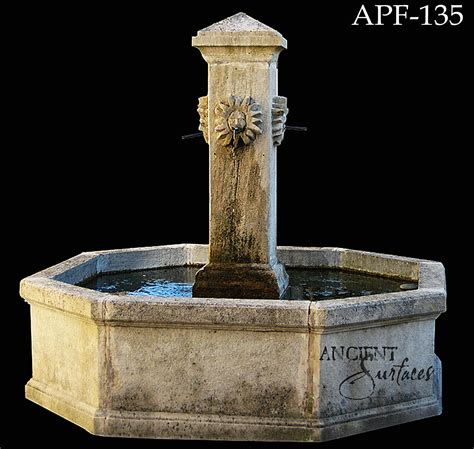 Old Stone Fountain with Running Water Close Up , Provence France Stock