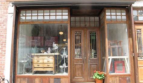 Old Storefront Windows Antique Shop Downtown Window Stock Photo