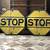 old yellow stop sign