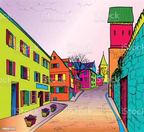 25 Idea Old European Street Houses And Buildings Hand Drawing Sketch With Pencil