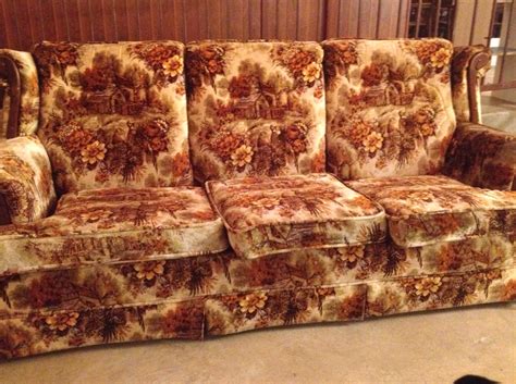 Old Fabric Sofas Brown