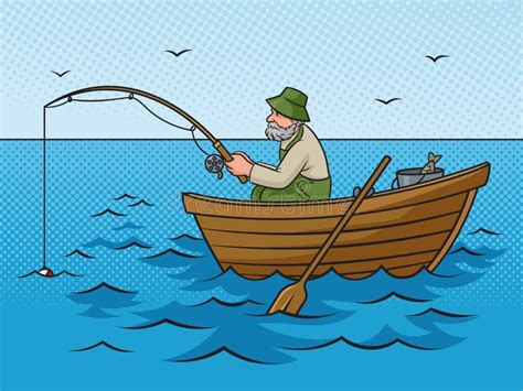 old man fishing in boat clip art