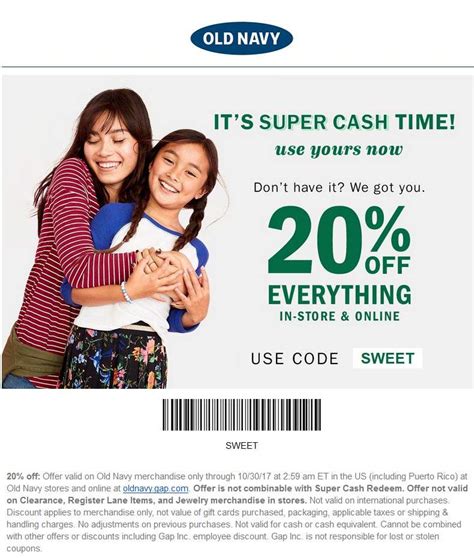 old navy coupons 2021 in store