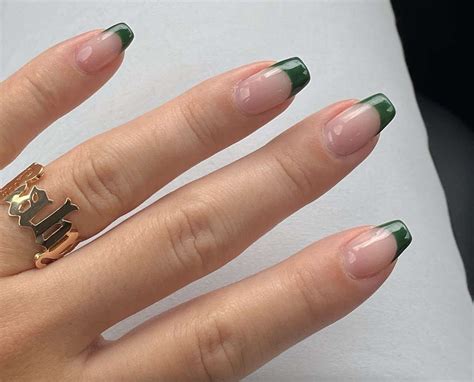 Olive Green Gradient French Tip Press on Nails Etsy