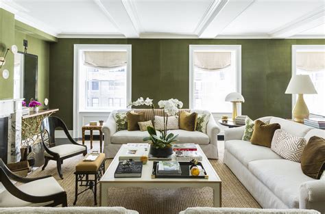 Olive green walls, living room floor plan, Anna Burke Interiors Green