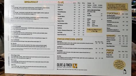 Olive & Finch Menu