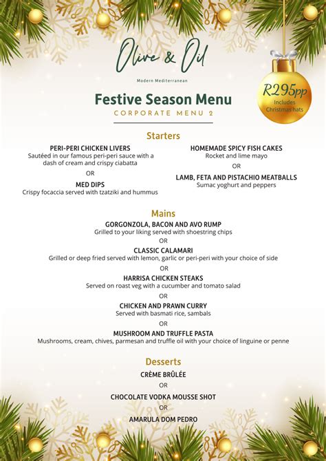 Olive And Oil Function Menu