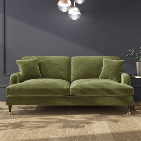olive green 3 seater sofa