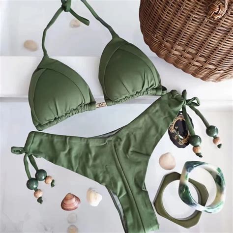 olive green bikini set